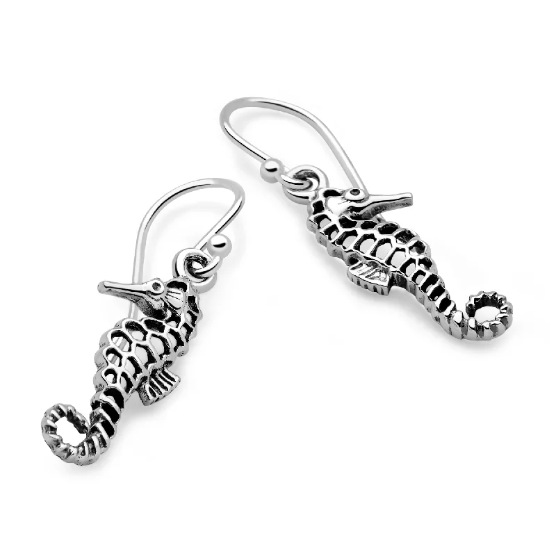 Thin hoop earrings-Sea Horse Bay Earrings