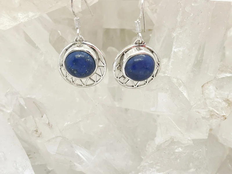 Warm clay earrings-Lapis Lazuli Sterling Silver Earrings $70