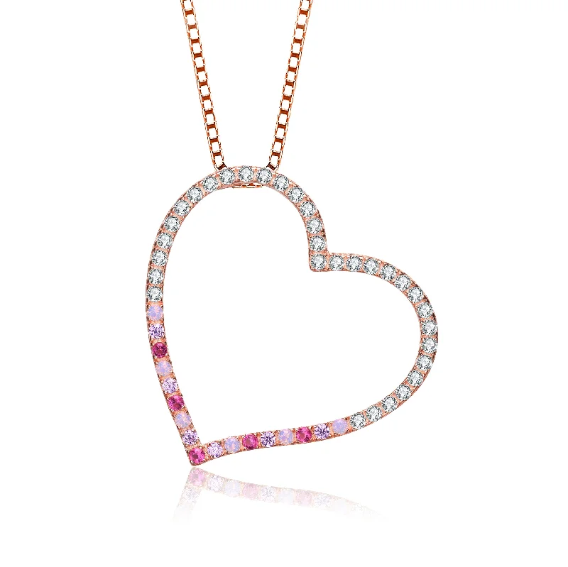 Classic locket necklaces-Rose Gold Plated Cubic Zirconia Heart Shape Necklace