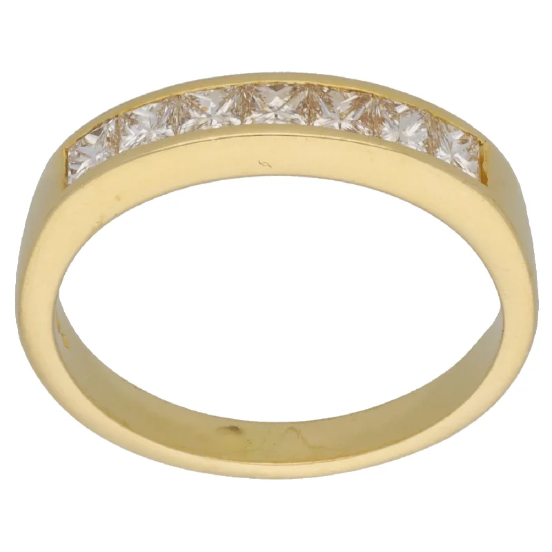 Large stone rings-18ct Gold 0.56ct Diamond Half Eternity Ring Size K