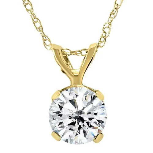 Garnet pendant necklaces-Yellow Gold 1/4ct Round Solitaire Real Diamond Pendant