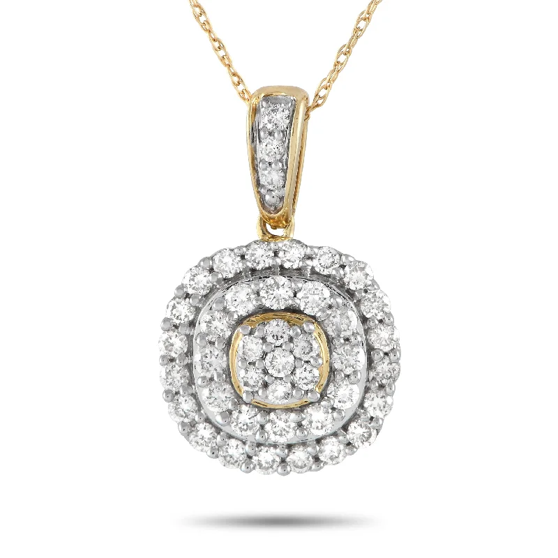 Broad weave necklaces-LB Exclusive 14K Yellow Gold 0.75ct Diamond Pendant Necklace PN-15056