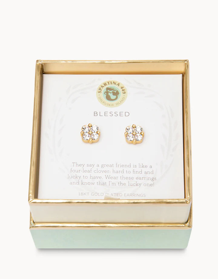 Fern hoop earrings-Sea La Vie Stud Earrings Blessed/Crystal Clover