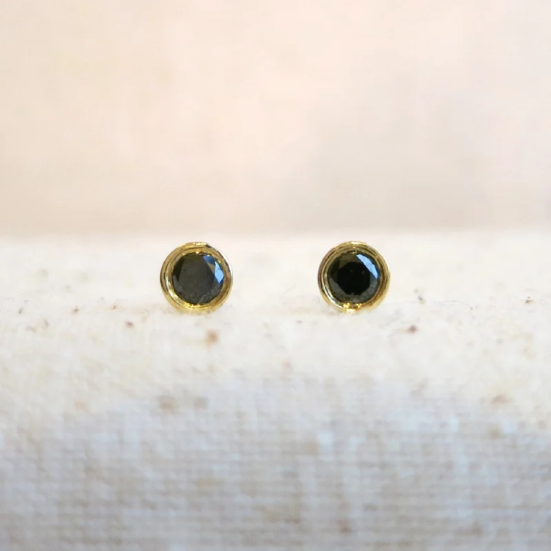 Wave drop earrings-Black Diamond Studs | .10ct