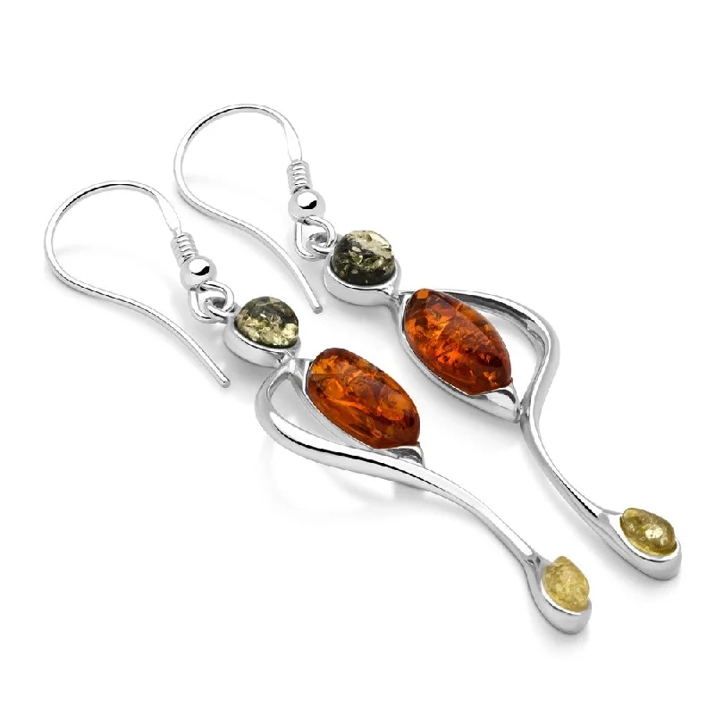 Thin pearl earrings-Tousled Amber Earrings