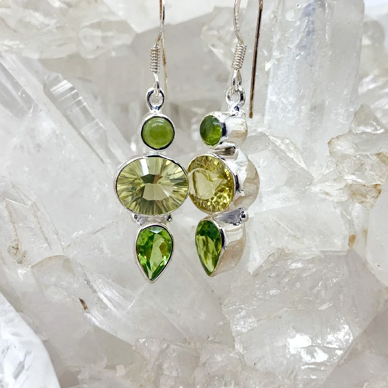 Surf motif earrings-Lemon Topaz Sterling Silver Earrings With Peridot $170