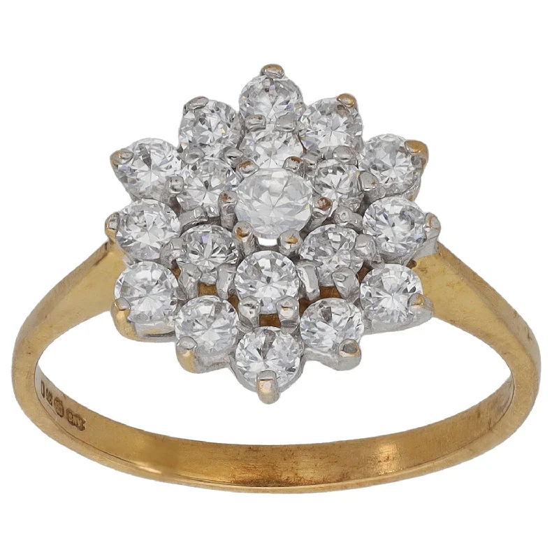 Sky theme rings-9ct Gold Cubic Zirconia Cluster Ring Size N