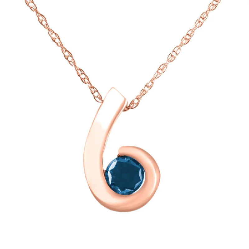 Wool thread necklaces-14K Rose Gold 1/4ct Blue Diamond Solitaire Pendant