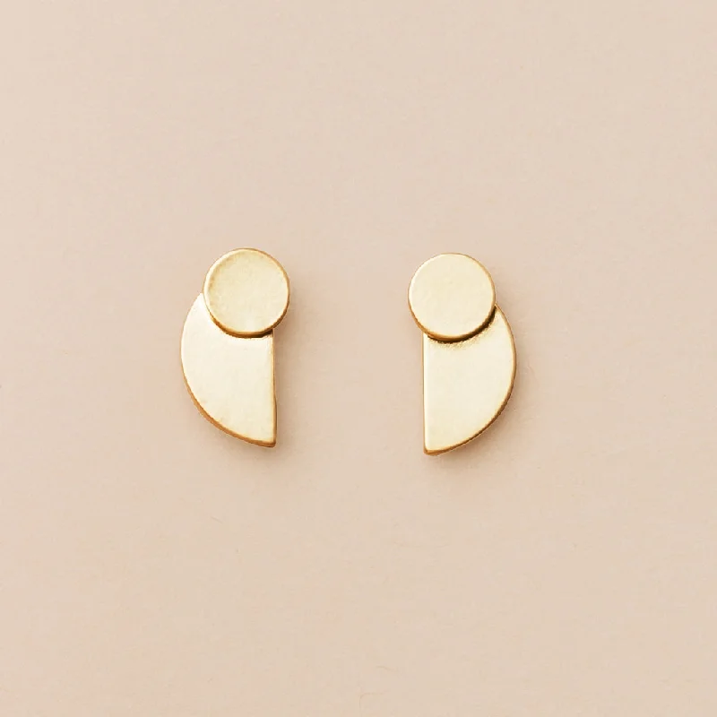 Lunar glow earrings-Refined Earring Collection - Eclipse Stud/Gold Vermeil