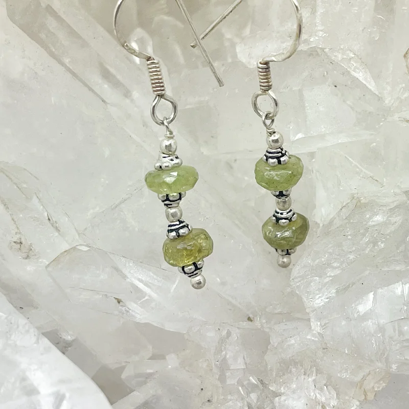 Silk tassel earrings-Peridot Sterling Silver Earrings $45