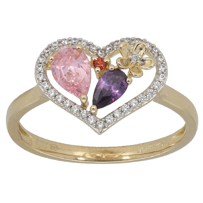 Tri-metal rings-9ct Gold Imitation Gems Dress/Cocktail Ring Size O