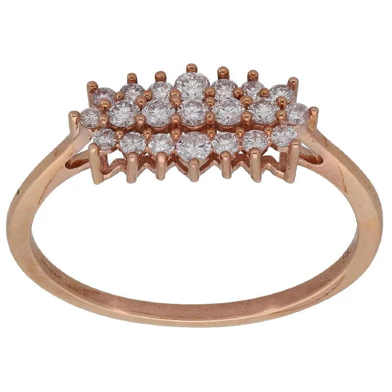 Large stone rings-9ct Rose Gold 0.345ct Diamond Dress/Cocktail Ring Size V