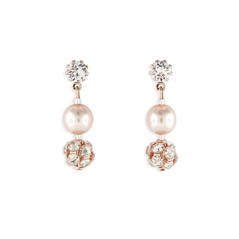 Sky themed earrings-Rose Gold Pearl Earrings