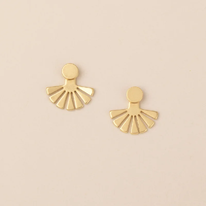 Wide ring earrings-Refined Earring Collection - Sunburst Ear Jacket/Gold Vermeil