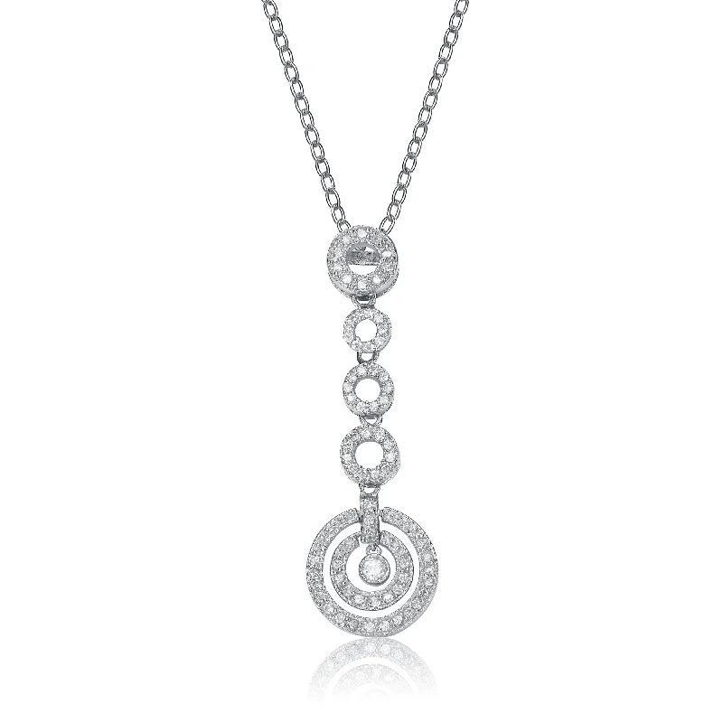 Gem weave necklaces-Sterling Silver Circles Cubic Zirconia Accent Pendant Necklace