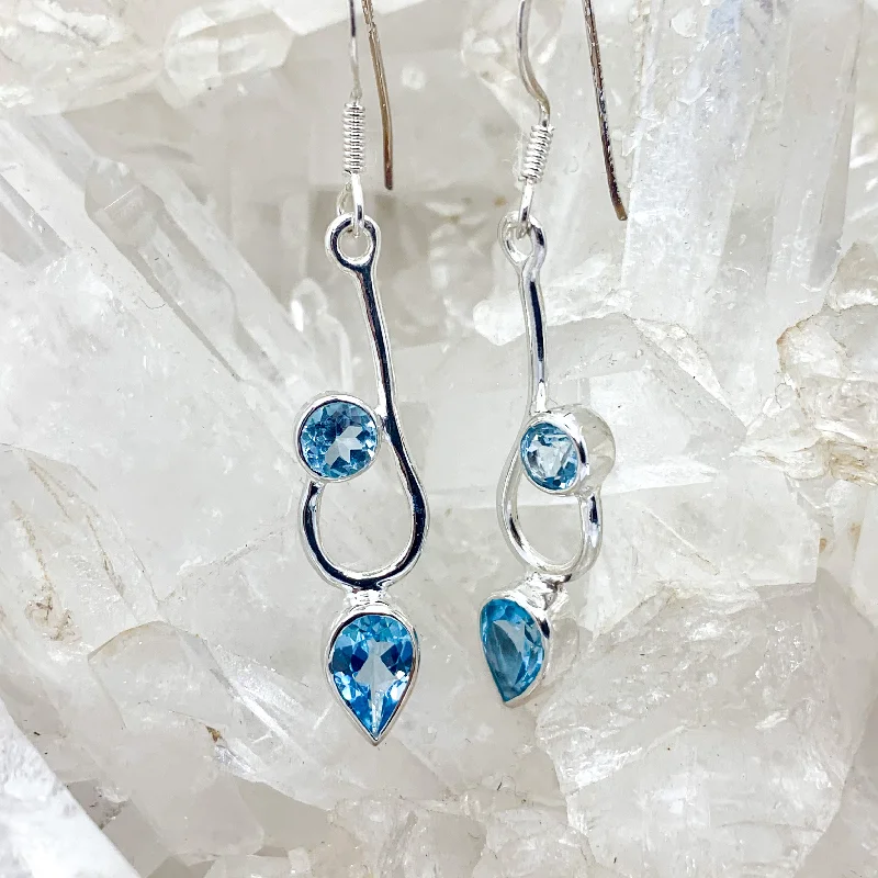 Wrapped thread earrings-Blue Topaz Sterling Silver Earrings $98