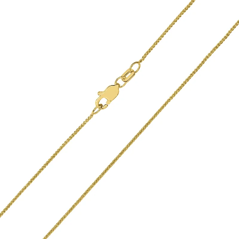 Large gem necklaces-10K Yellow Gold 0.6Mm Round Wheat Chain With Lobster Clasp - 18 Inch