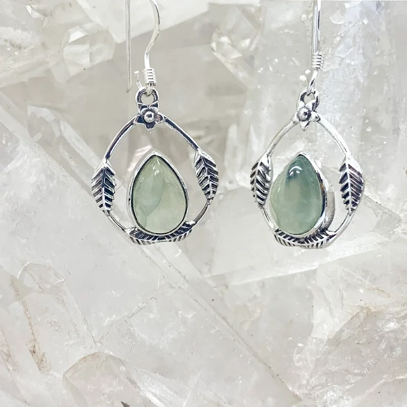 Two-sided earrings-Prehnite Sterling Silver Earrings $70