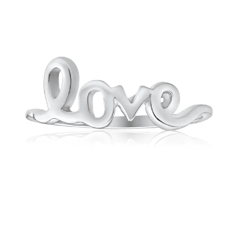 Layered design rings-Sterling Silver Plain Cursive Love Ring