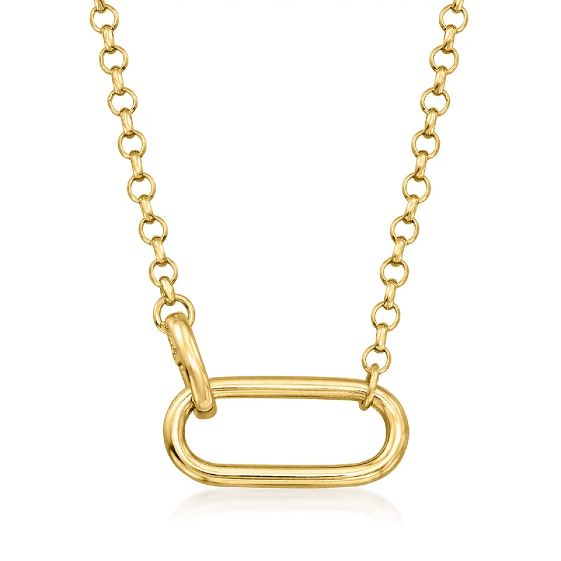 Plain cross necklaces-Ross-Simons 14kt Yellow Gold Single Paper Clip Link Station Necklace