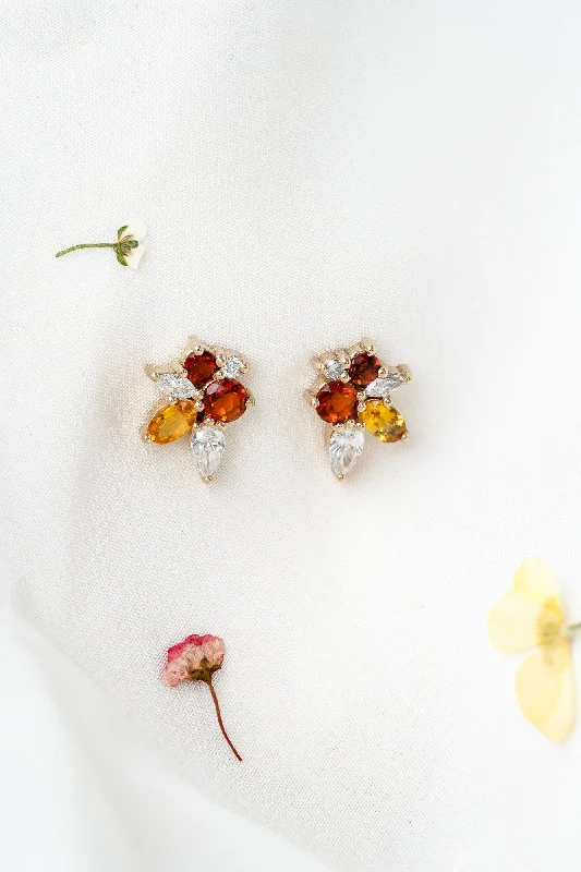 Emerald stone earrings-In Bloom Studs in Golden