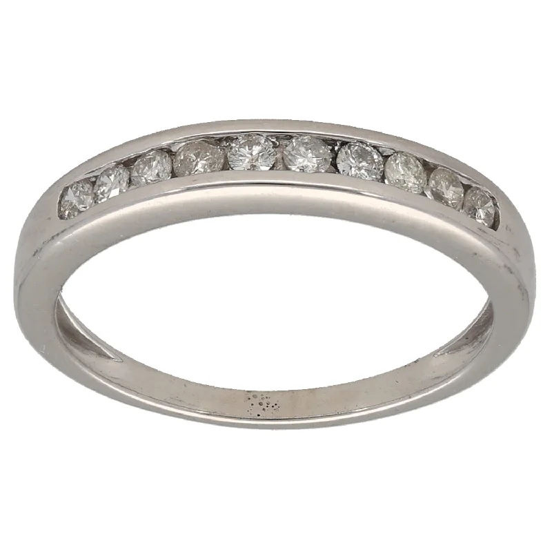 Guardian eye rings-9ct White Gold 0.20ct Diamond Half Eternity Ring Size K