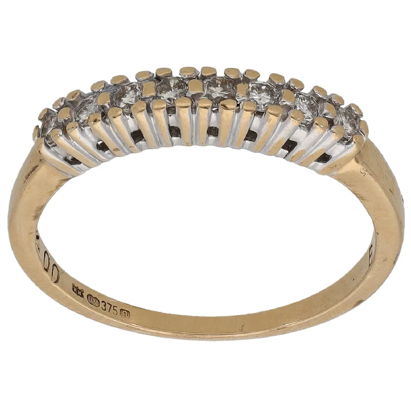 Fine enamel rings-9ct Gold 0.20ct Diamond Half Eternity Ring Size M