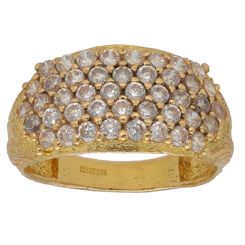 Silk edge rings-22ct Gold Cubic Zirconia Dress/Cocktail Ring Size R