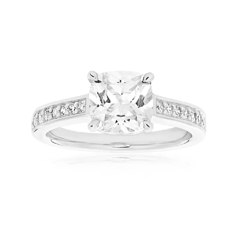 Cebu tile rings-Sterling Silver Cubic Zirconia Princess Cut Channel Ring