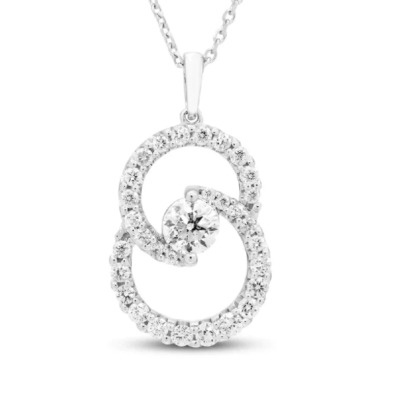 Bow knot necklaces-1/2Ct T.W. Circled By Love Diamond Pendant 10k White Gold Women's Necklace