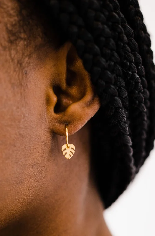 Lily motif earrings-kailiani leaf hoops