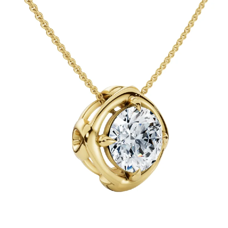 Astro sign necklaces-3/4Ct Natural Diamond Unspoken Pendant 14k Gold 18" Women's Solitaire Necklace