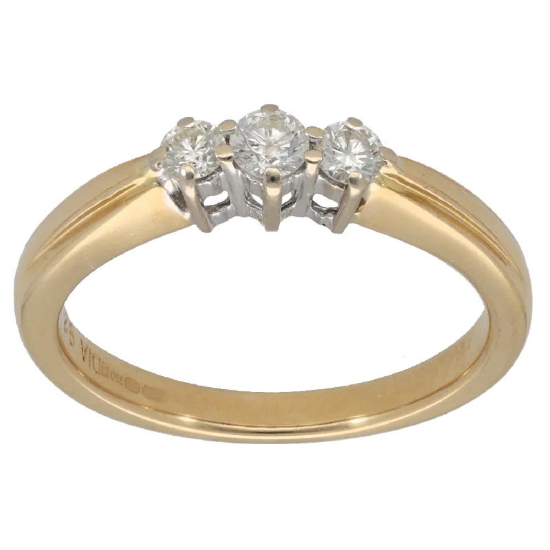 Love charm rings-18ct Gold 0.25ct Diamond Trilogy Ring Size L