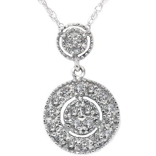 Oval pendant necklaces-1/4ct Diamond Halo Dangle Pendant White Gold