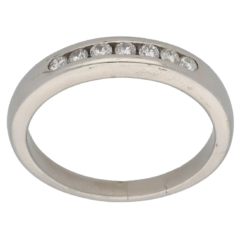 Loop band rings-Platinum 0.21ct Diamond Half Eternity Ring Size N