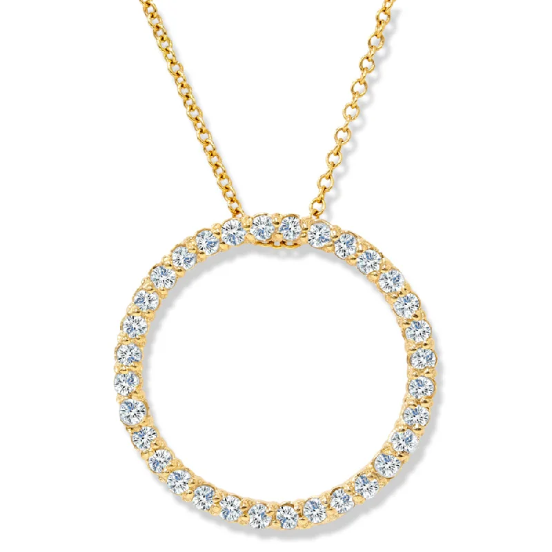 Love charm necklaces-1/2ct Circle Of Life Lab Grown Diamond Pendant Yellow Gold Necklace