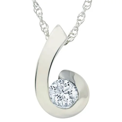 Topaz drop necklaces-1/2ct Round Brilliant Diamond Solitaire Swirl Pendant