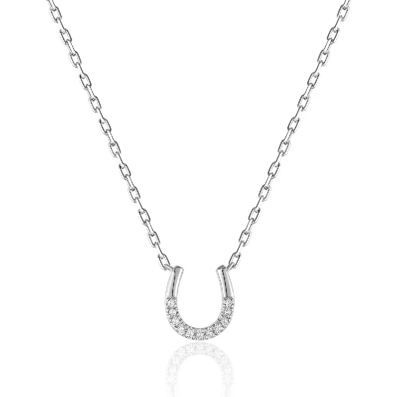 Lock clasp necklaces-Diamond Horseshoe Necklace