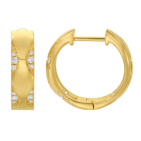 Bow knot earrings-LONDON DIAMOND GEOMETRIC PATTERNED HOOP EARRINGS