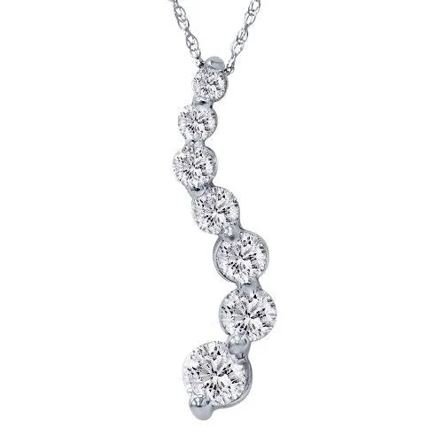 Morganite necklaces-2ct HUGE Diamond Journey Pendant 14K White Gold