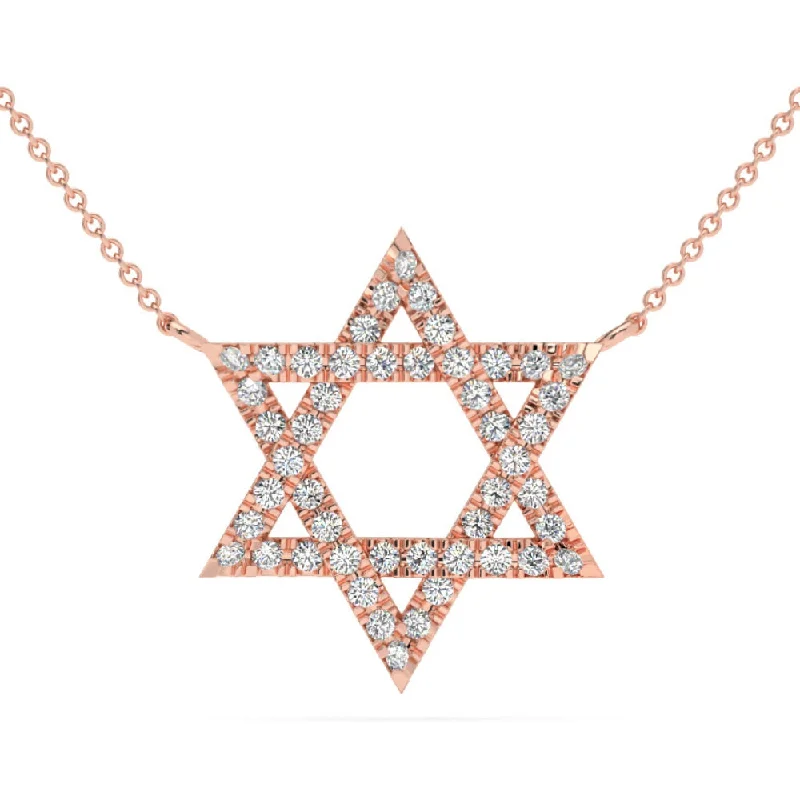 Full crescent necklaces-1Ct TW Diamond Jewish Star Pendant 14k Gold Lab Grown Necklace 1" Tall