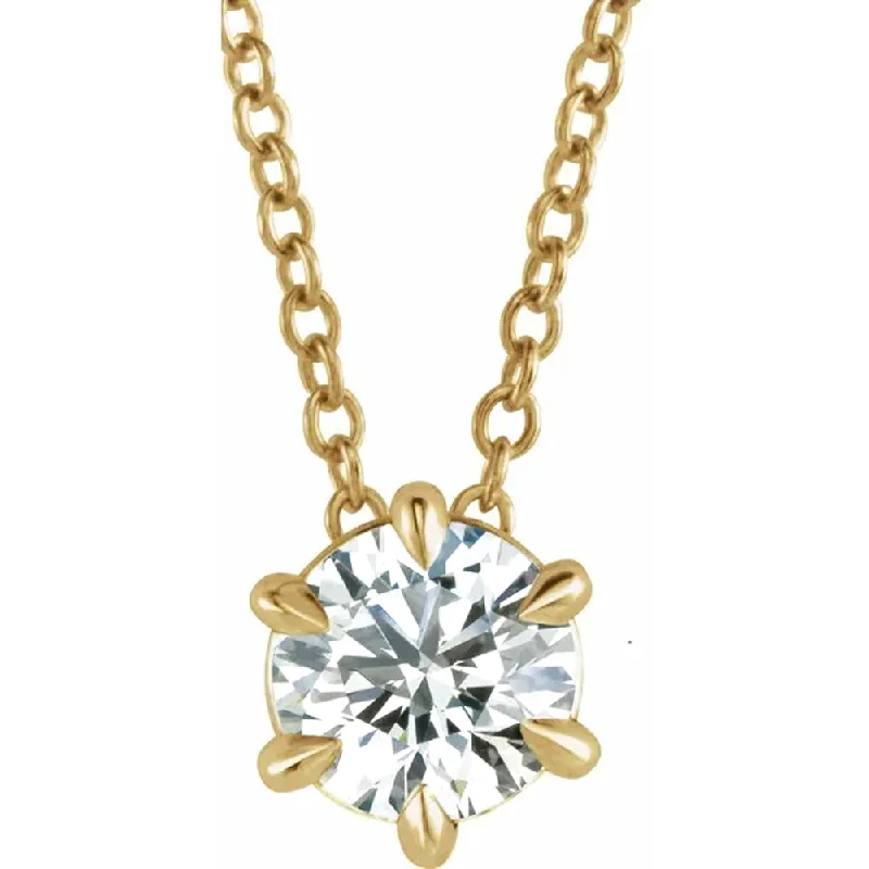 Old photo necklaces-14K Yellow Gold 1/4ct Solitaire EX3 Lab Grown Diamond Pendant Necklace (G,H-SI)