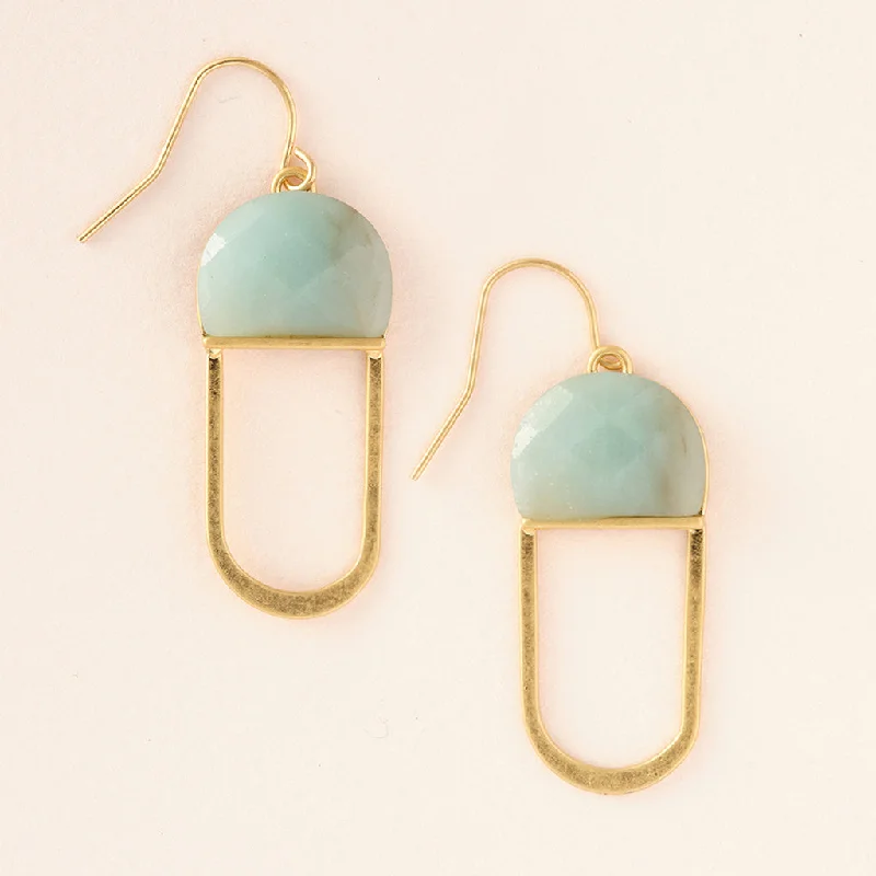 Twisted cord earrings-Modern Stone Chandelier Earring - Amazonite/Gold