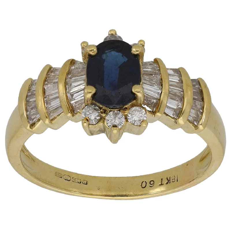 Clear band rings-18ct Gold Sapphire & Diamond Dress/Cocktail Ring Size P