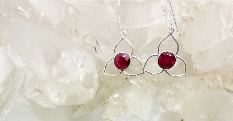 Fused metal earrings-Ruby Sterling Silver Earrings $60