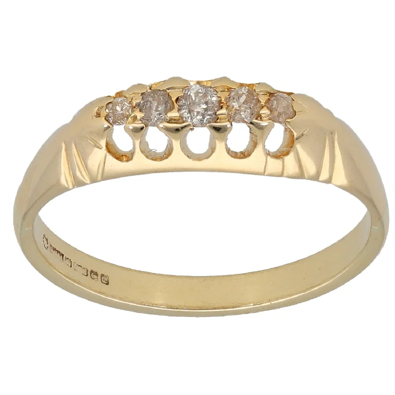 Secure clasp rings-18ct Gold 0.09ct Diamond Half Eternity Ring Size N