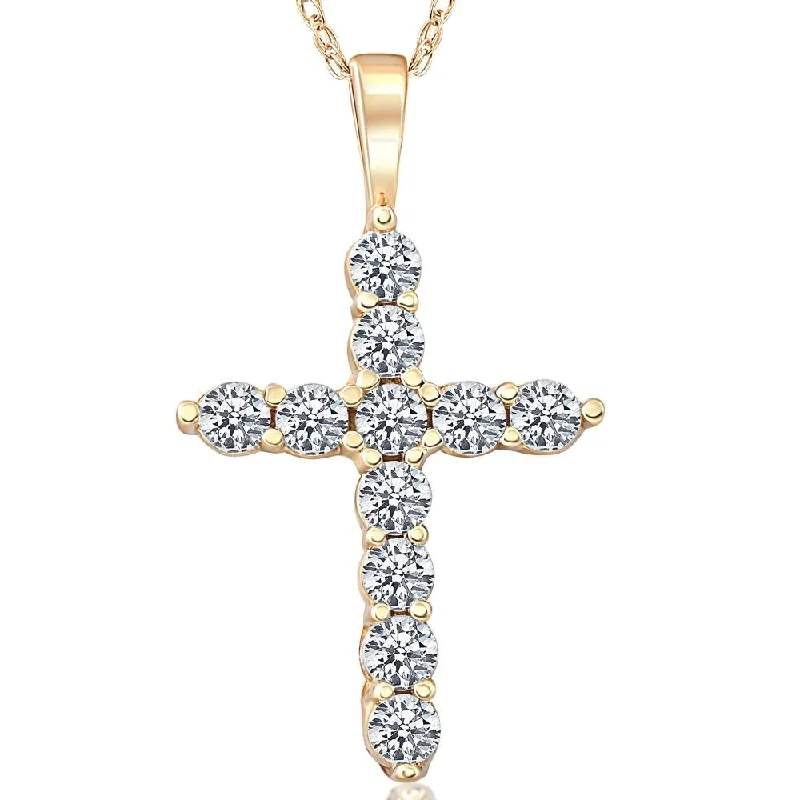 Maple wood necklaces-1/2ct Yellow Gold Diamond Cross Pendant 14K Necklace