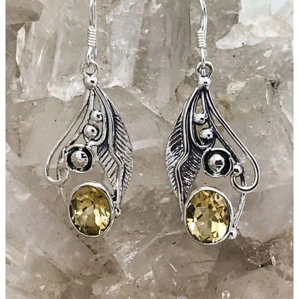 Fine star earrings-Citrine Sterling Silver Earrings $150