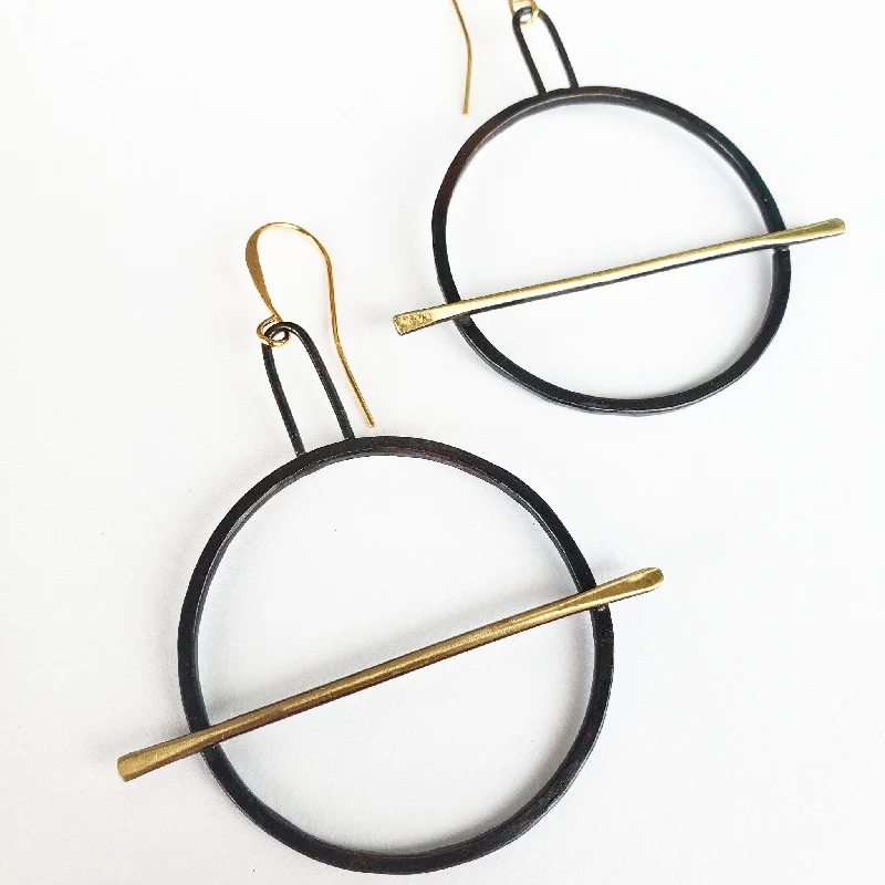 Gem weave earrings-Horizon Hoops - Brass