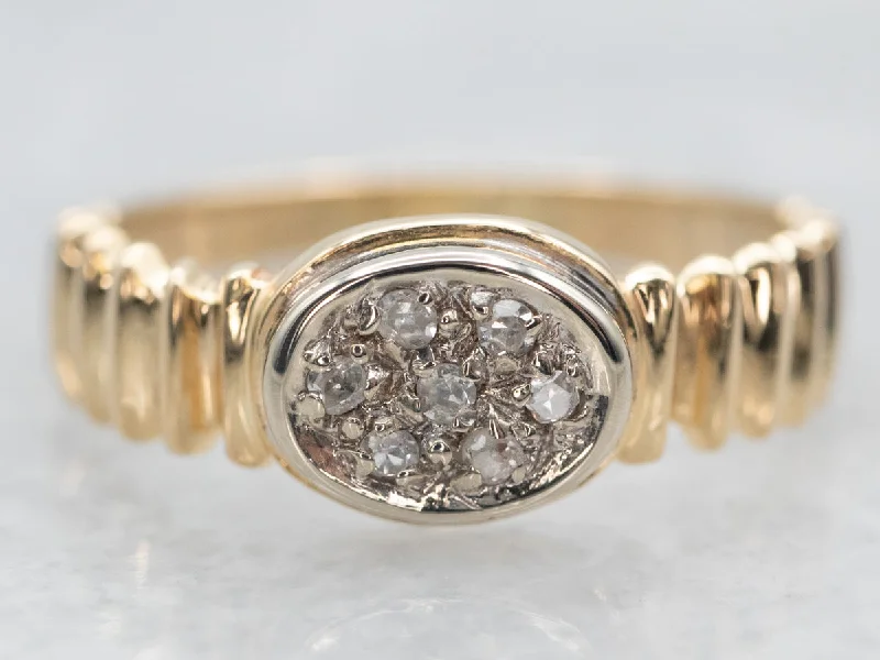 Thick stone rings-Two Tone Diamond Cluster Ring